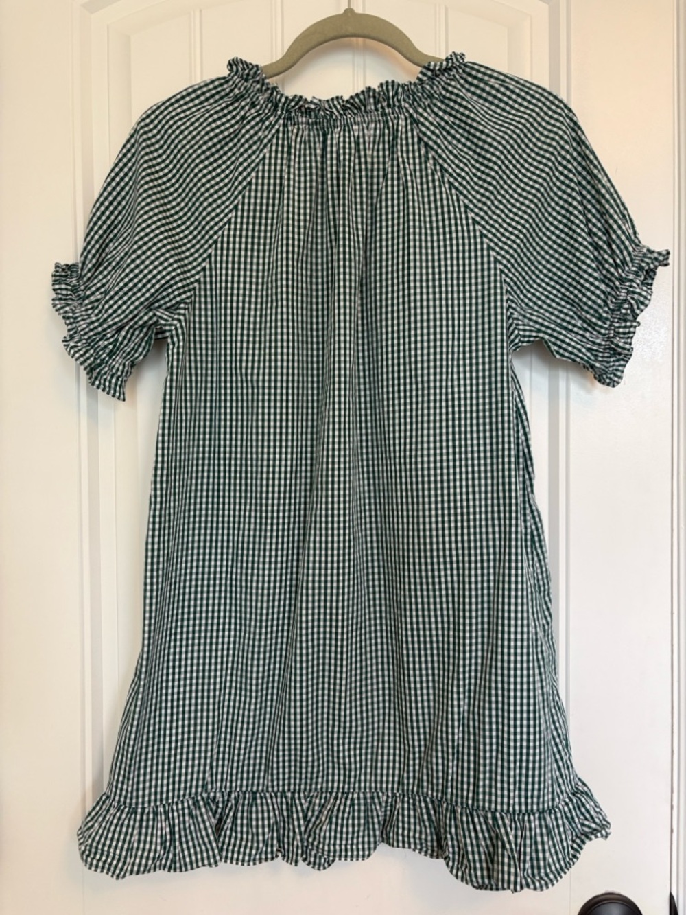 Hill House Green & White Gingham Smocked Mini Dress - Picture 2 of 4
